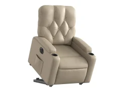 Poltrona Confortável | Poltrona reclinável elevatória elétrica couro artif. cappuccino SHL115741^ Poltrona