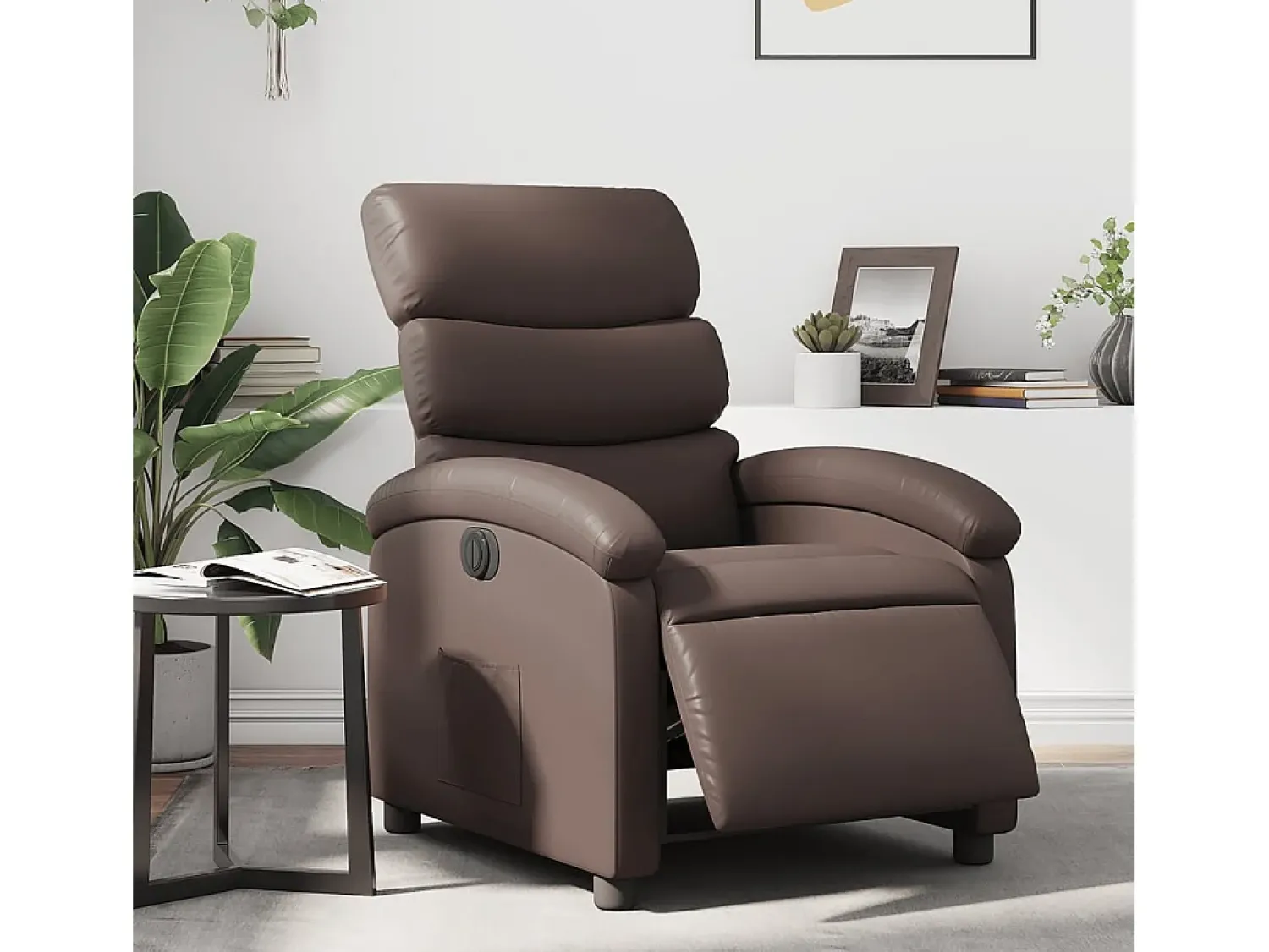 Poltrona Confortável | Poltrona reclinável elétrica couro artificial SHL544485 Castanho