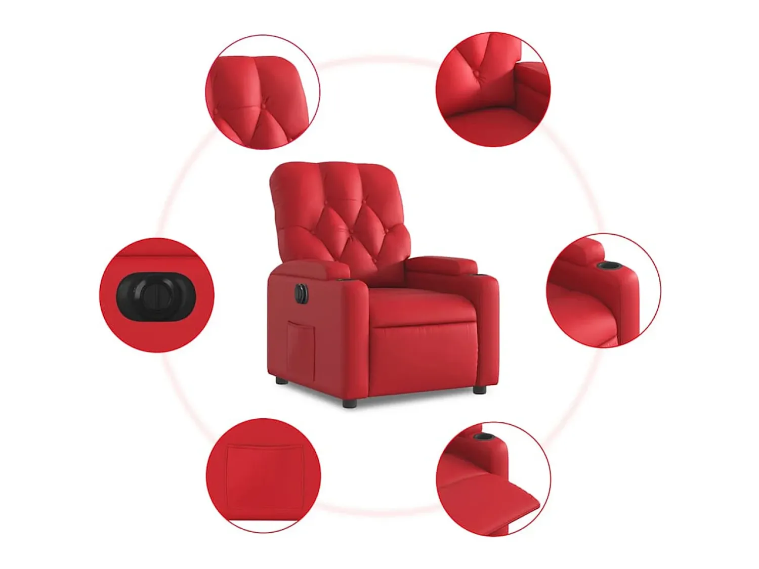 Poltrona| Poltrona Confortável | Poltrona reclinável elétrica couro artificial SHL586039 Vermelho