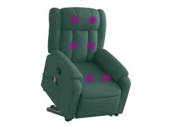Poltrona Confortável | Poltrona reclinável elevatória de massagens tecido verde-escuro SHL628304^ Poltrona