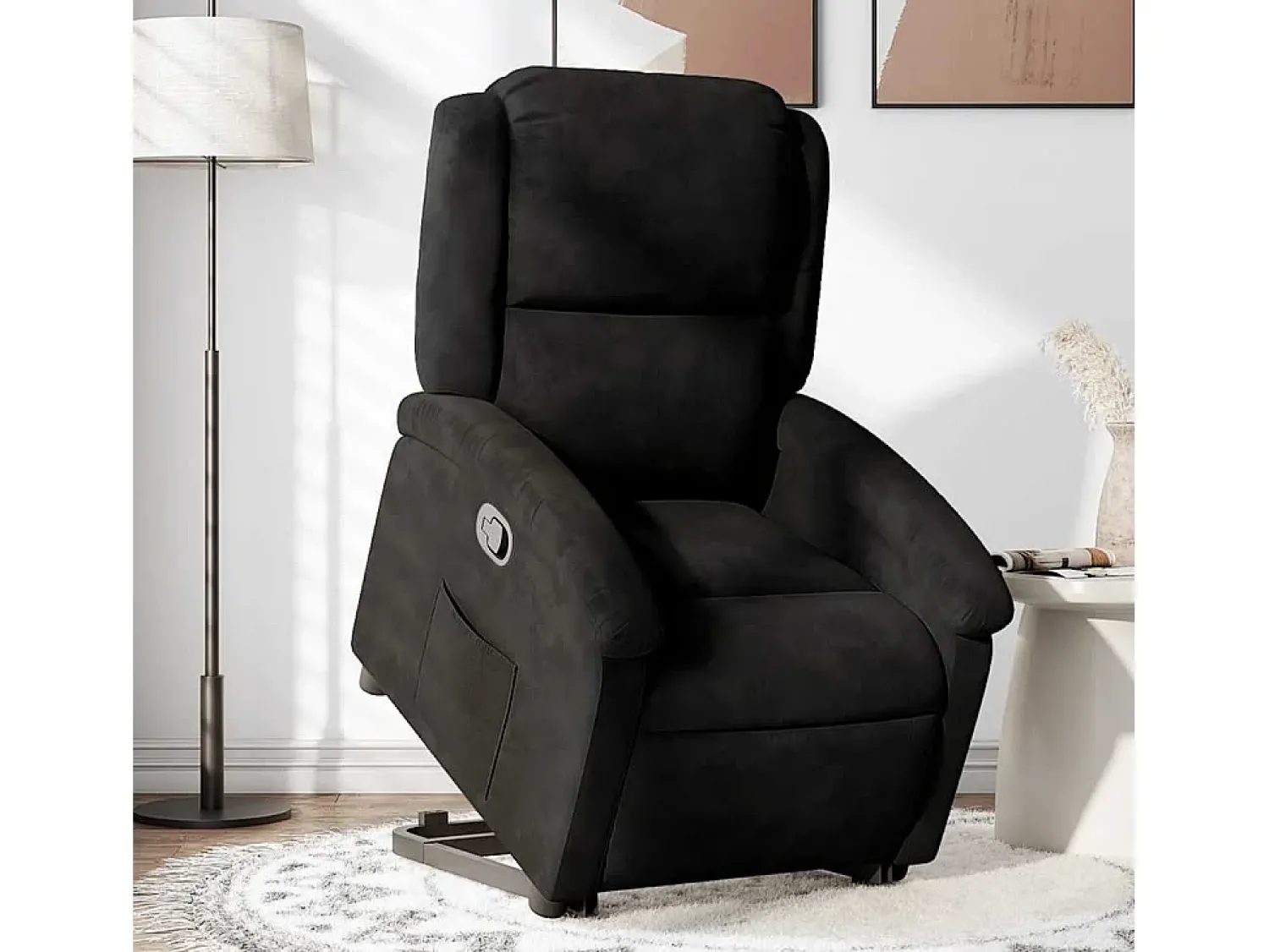 Poltrona* Poltrona Confortável | Poltrona reclinável elevatória veludo SHL65453 Preto