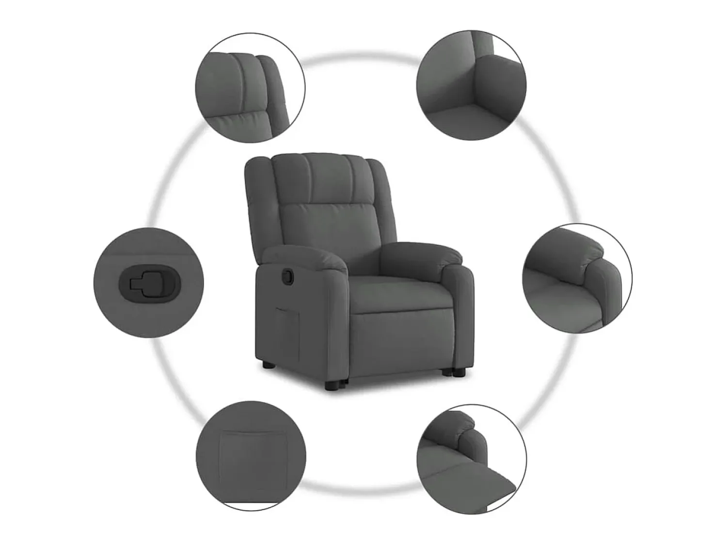 Poltrona Confortável | Poltrona reclinável elevatória tecido cinzento-escuro SHL309079^ Poltrona