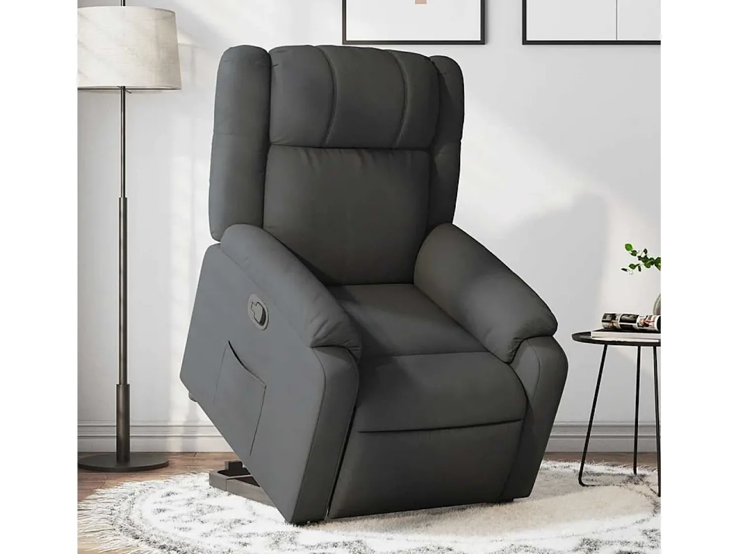 Poltrona Confortável | Poltrona reclinável elevatória tecido cinzento-escuro SHL309079^ Poltrona