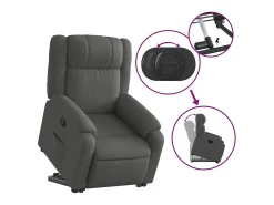 Poltrona Confortável | Poltrona reclinável elevatória tecido cinzento-escuro SHL309079^ Poltrona