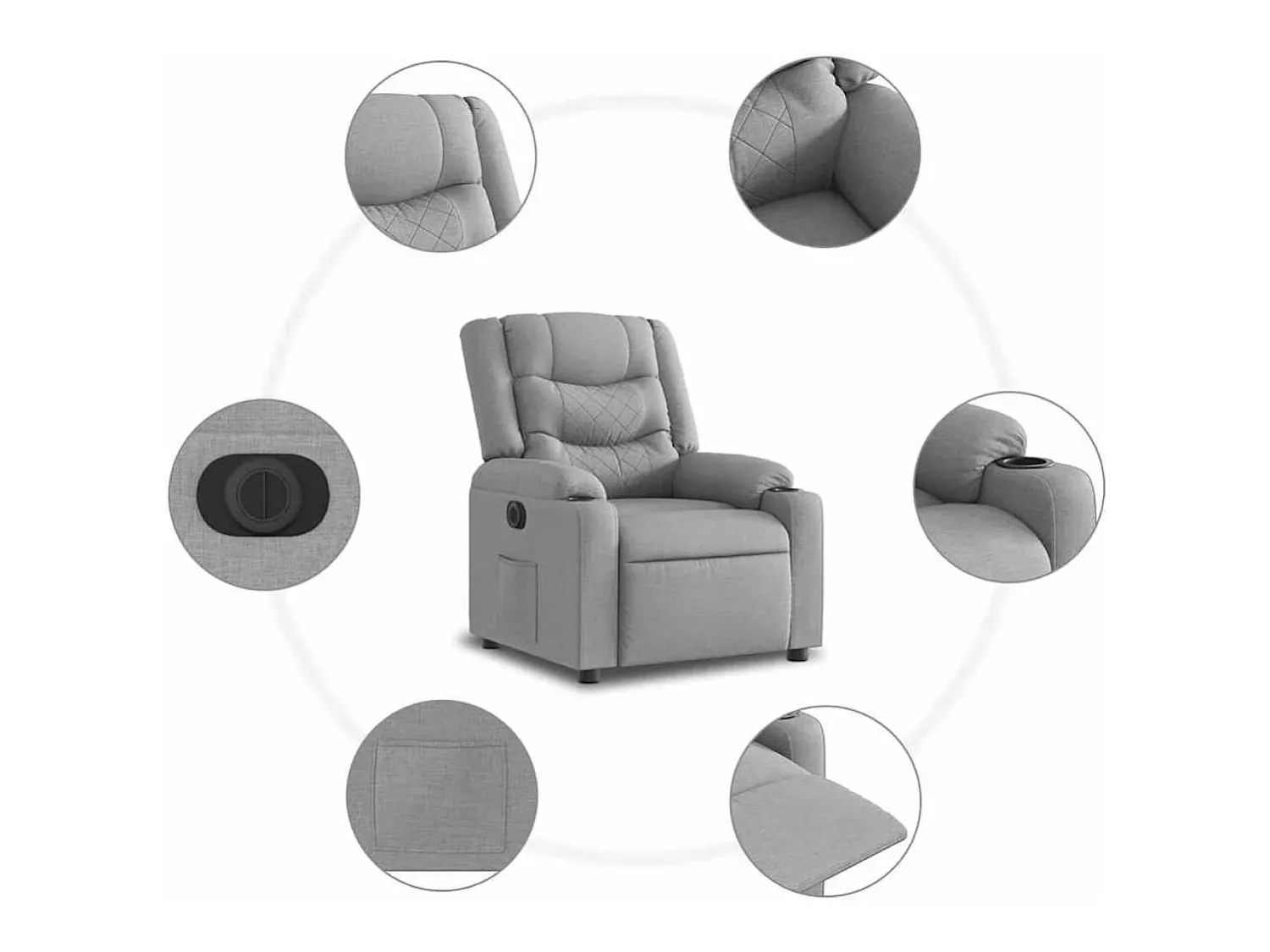 Poltrona* Poltrona Confortável | Poltrona reclinável elétrica tecido -claro SHL14552 Cinzento