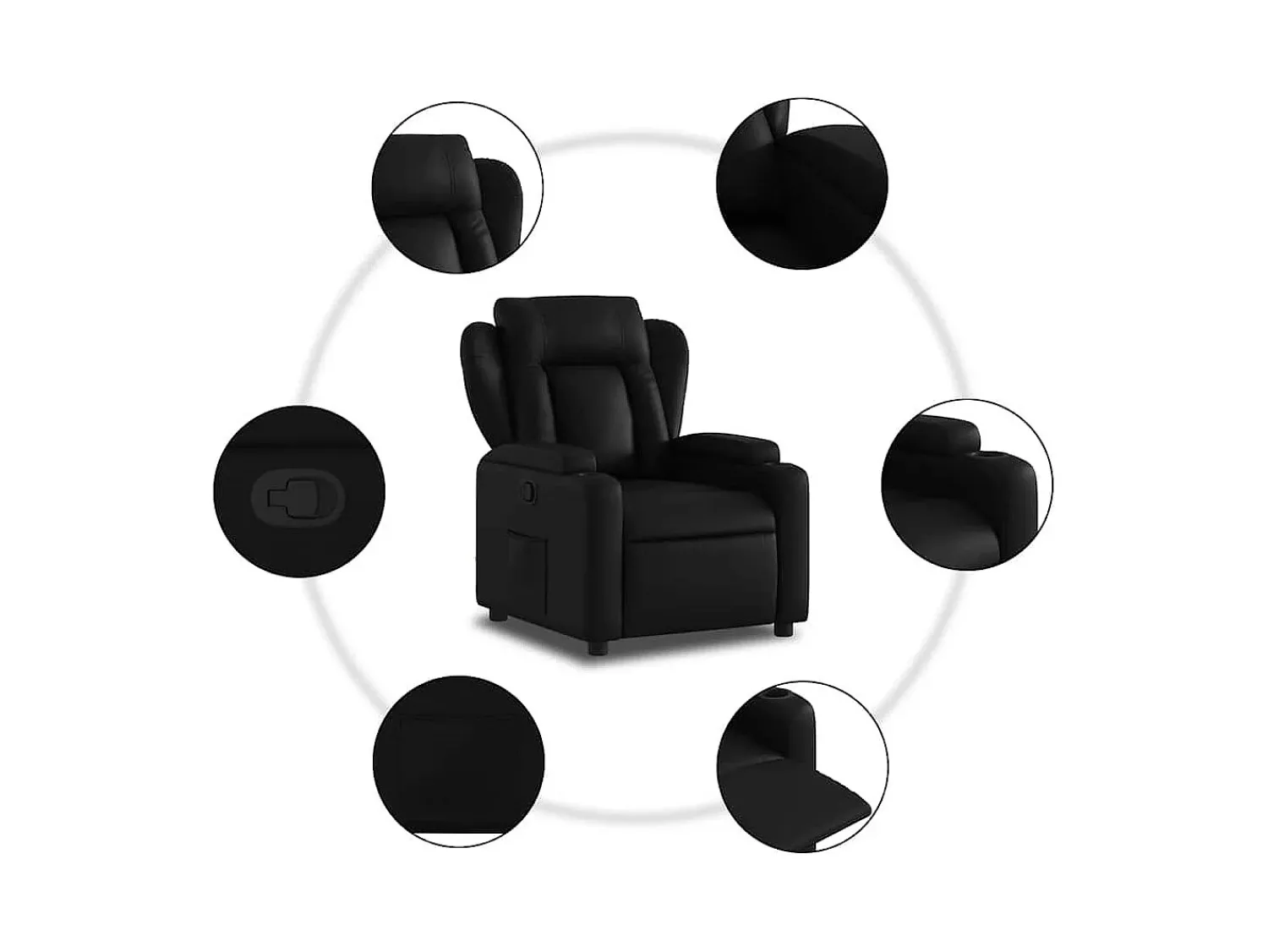 Poltrona* Poltrona Confortável | Poltrona reclinável em couro sintético SHL626708 Preto