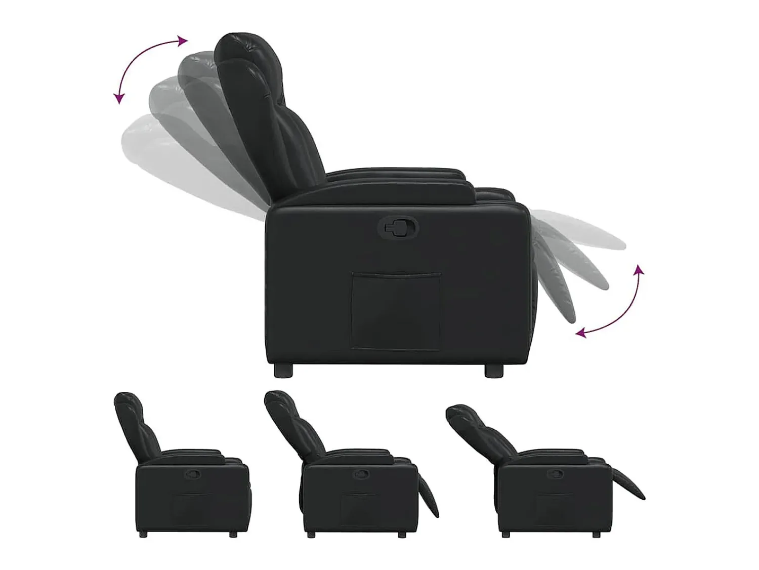 Poltrona* Poltrona Confortável | Poltrona reclinável em couro sintético SHL626708 Preto