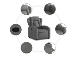 Poltrona Confortável | Poltrona reclinável elevatória tecido cinzento-escuro SHL570840^ Poltrona