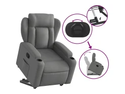 Poltrona Confortável | Poltrona reclinável elevatória tecido cinzento-escuro SHL570840^ Poltrona