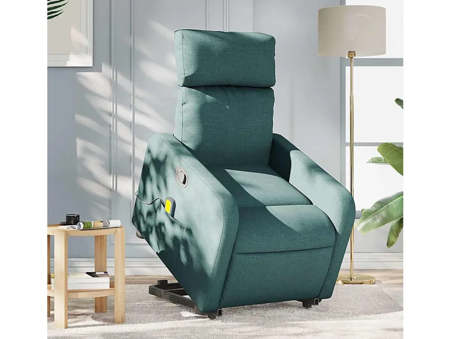Poltrona| Poltrona Confortável | Poltrona reclinável elevatória de massagens tecido verde-escuro SHL720816 Verde pinho