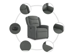 Poltrona Confortável | Poltrona reclinável elétrica tecido cinzento-escuro SHL715343^ Poltrona