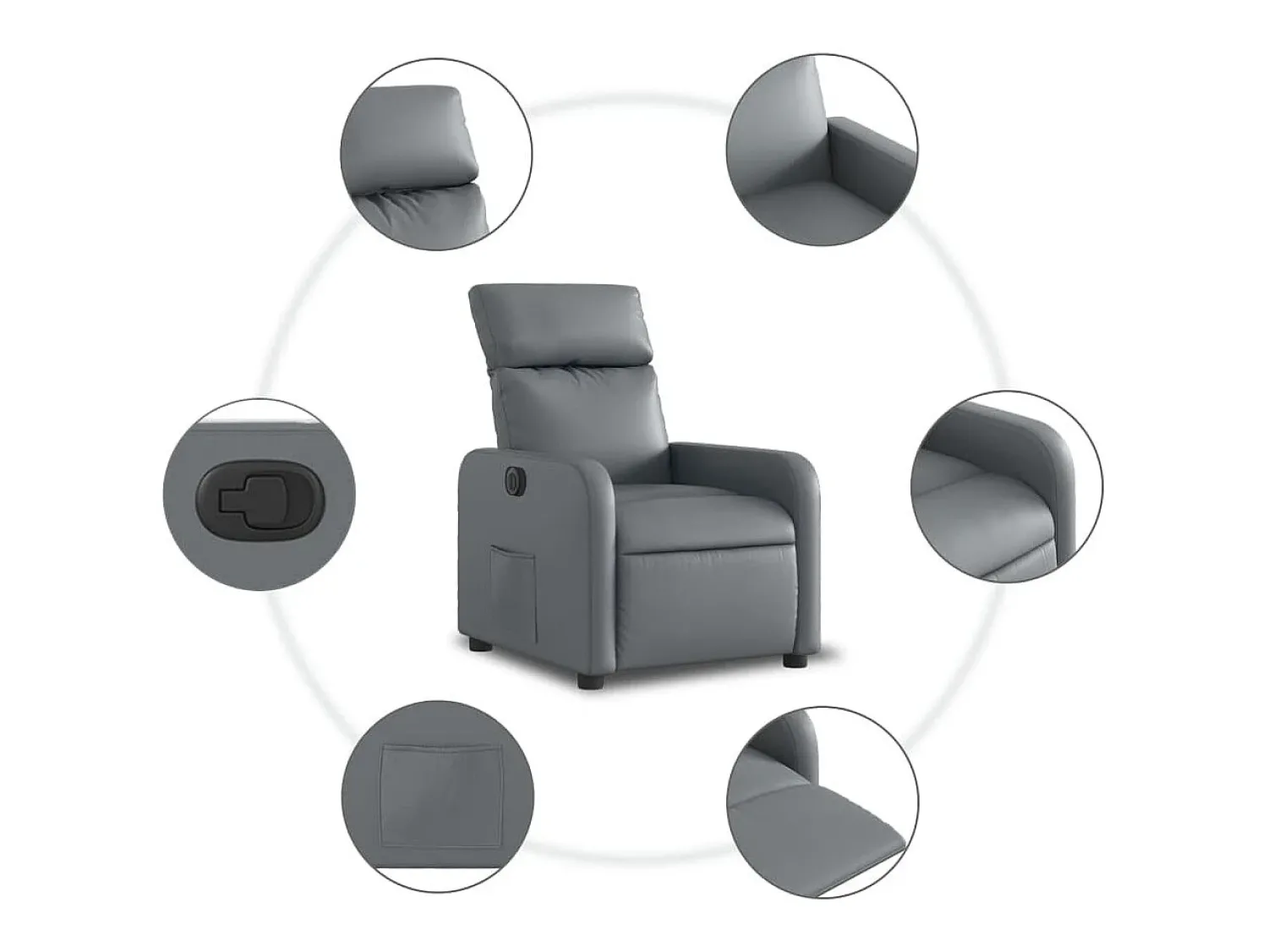 Poltrona Confortável | Poltrona reclinável elétrica couro artificial SHL871416^ Poltrona