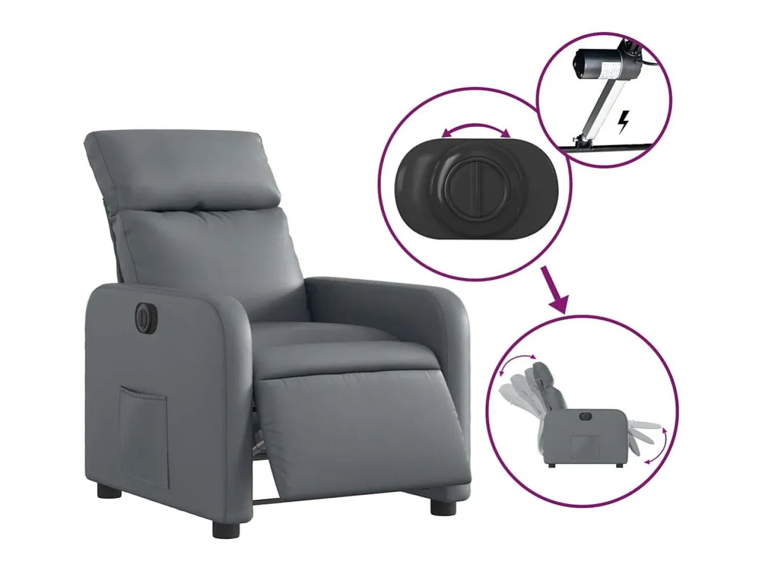 Poltrona Confortável | Poltrona reclinável elétrica couro artificial SHL871416^ Poltrona
