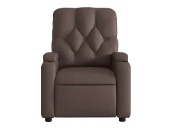 New Poltrona Confortável | Poltrona reclinável elétrica couro artificial SHL23853 Castanho