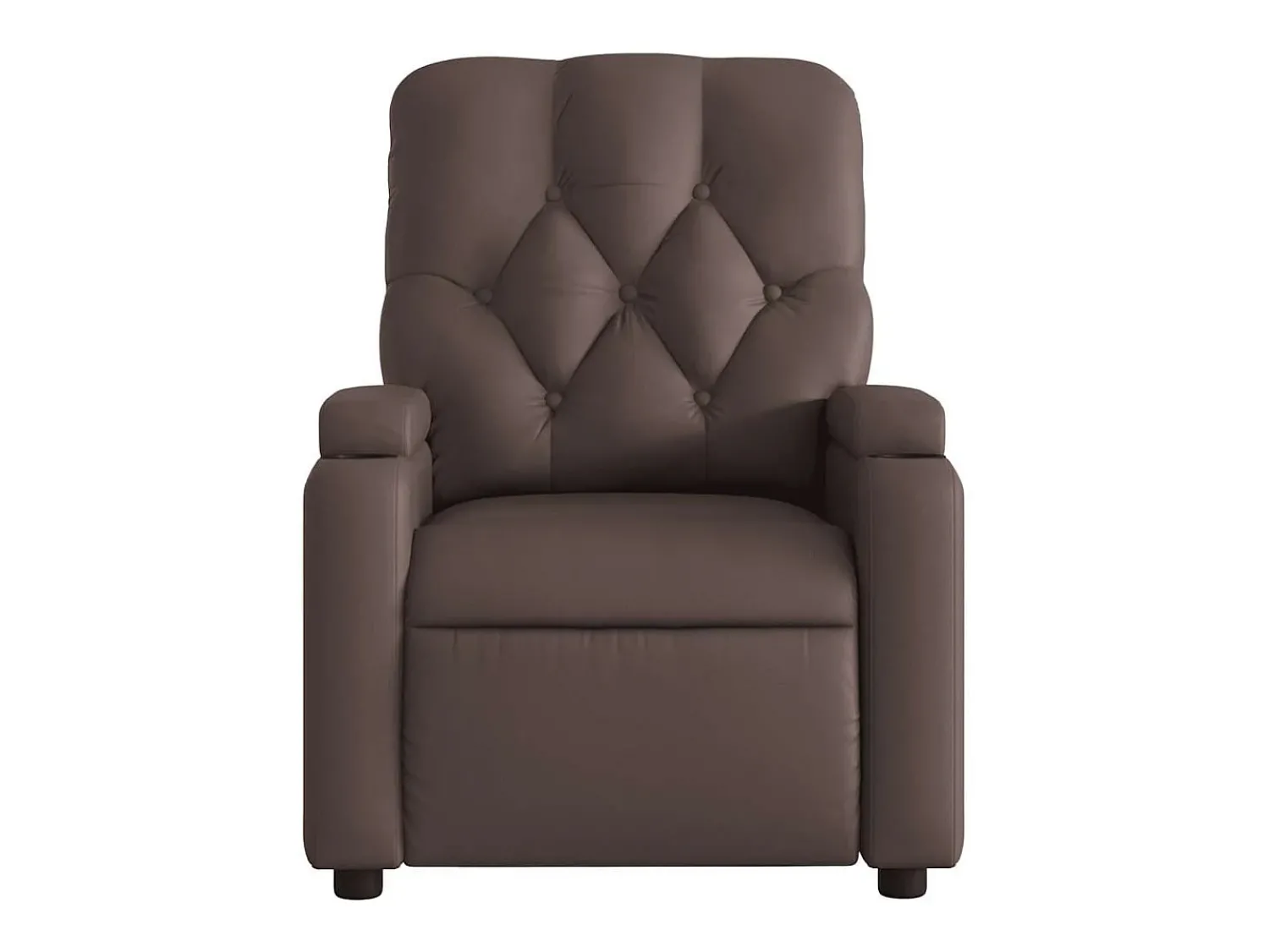 New Poltrona Confortável | Poltrona reclinável elétrica couro artificial SHL23853 Castanho
