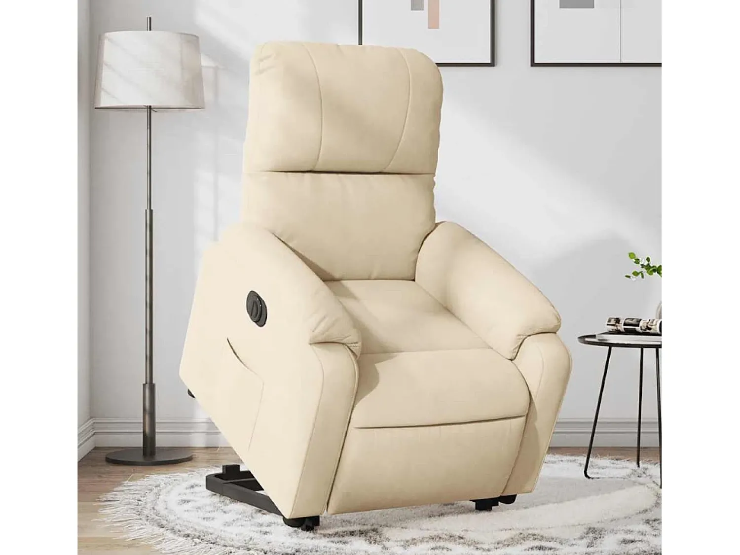 Poltrona| Poltrona Confortável | Poltrona reclinável elevatória elétrica tecido microfibra SHL350229 Creme
