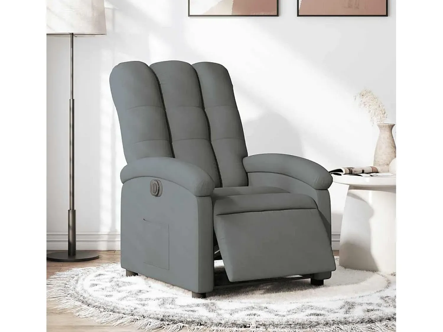 Outlet Poltrona Confortável | Poltrona reclinável elétrica tecido cinzento-escuro SHL400451 Cinza antracite