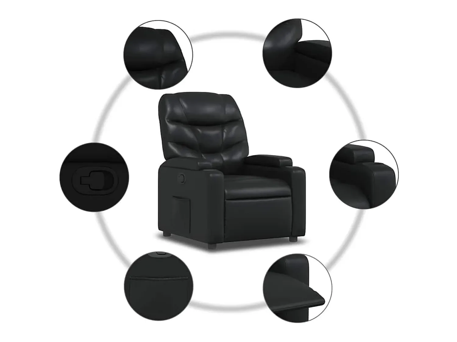 Poltrona| Poltrona Confortável | Poltrona reclinável em couro sintético SHL754048 Preto