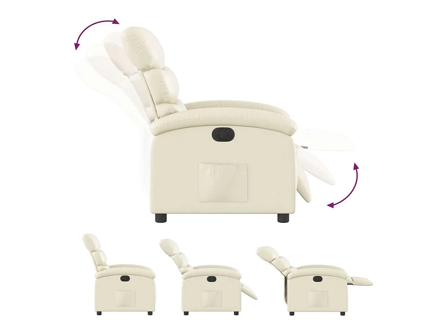 Poltrona| Poltrona Confortável | Poltrona reclinável elétrica couro artificial cor SHL223724 Creme