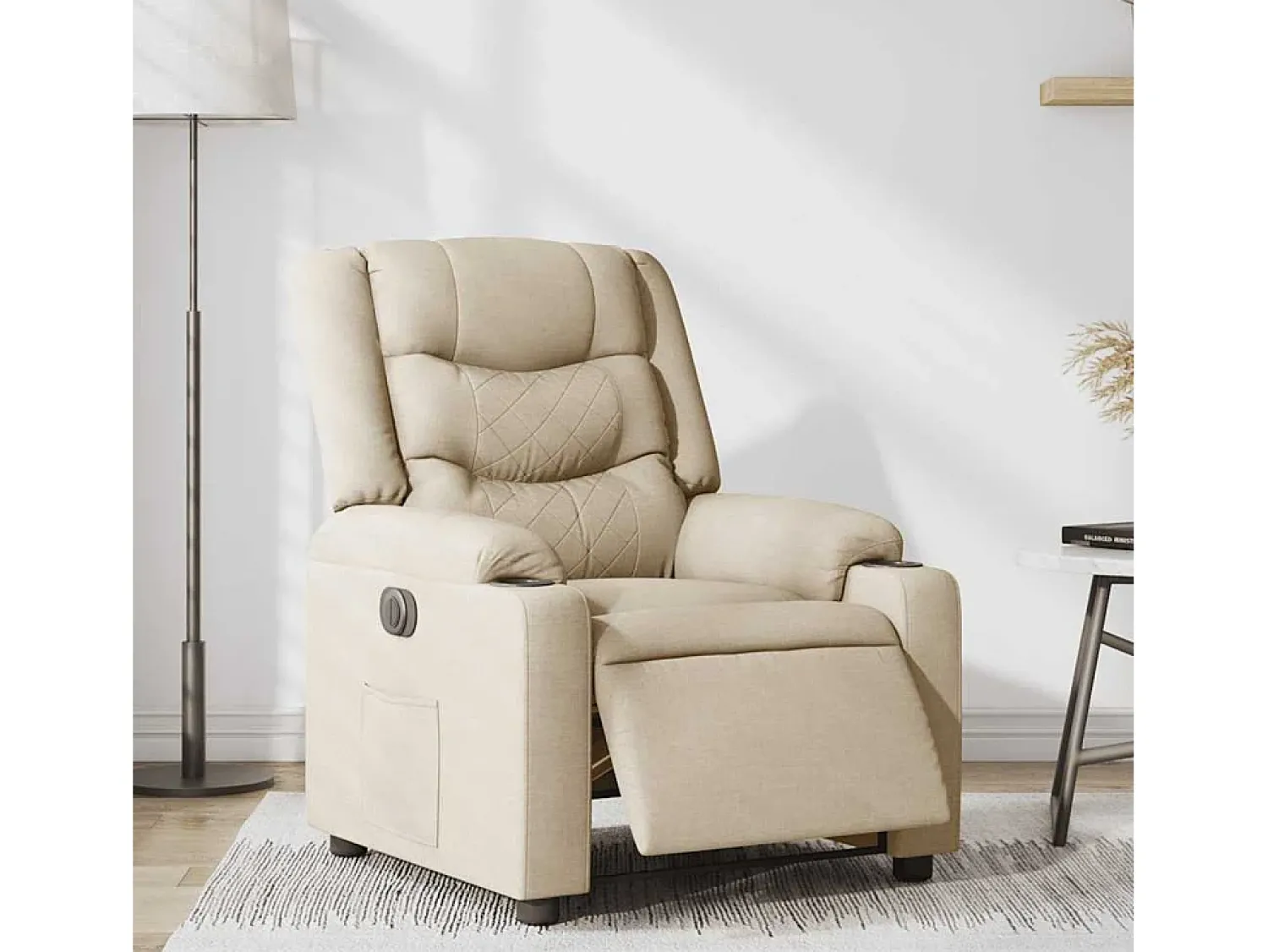 Hot Poltrona Confortável | Poltrona reclinável elétrica tecido cor SHL276164 Creme