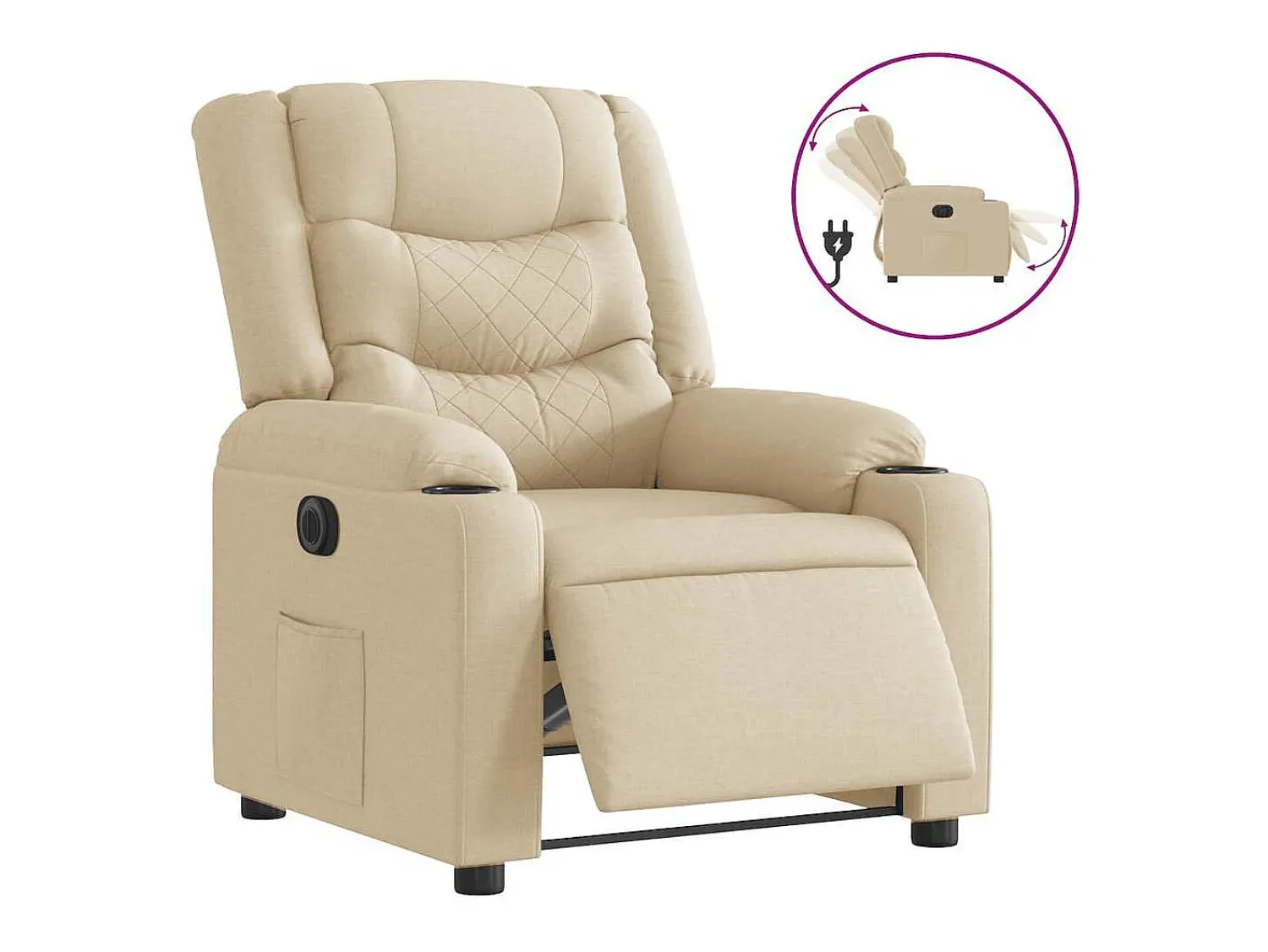 Hot Poltrona Confortável | Poltrona reclinável elétrica tecido cor SHL276164 Creme