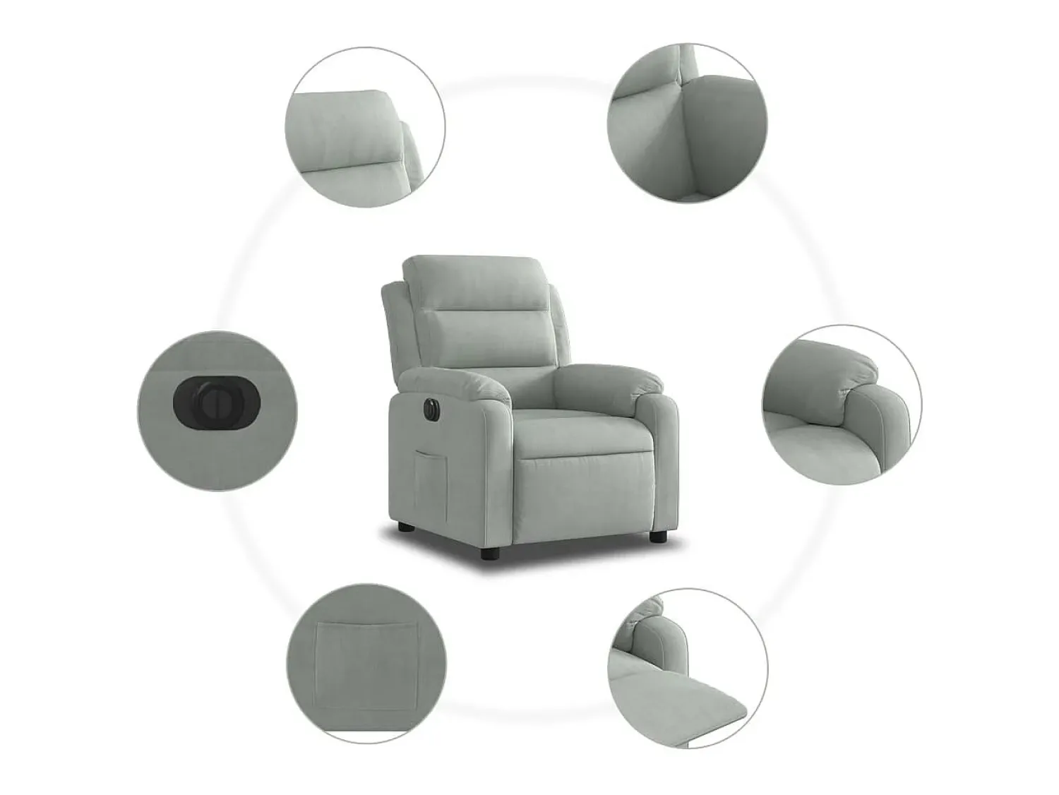 Poltrona Confortável | Poltrona reclinável elétrica veludo -claro SHL928590^ Poltrona