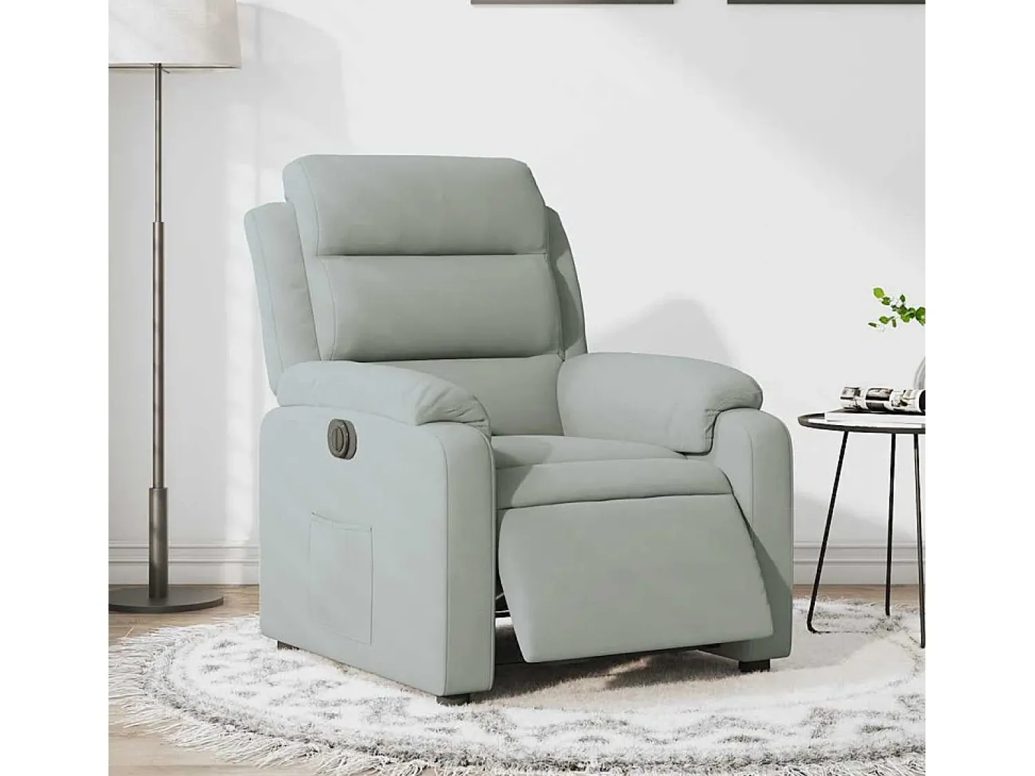 Poltrona Confortável | Poltrona reclinável elétrica veludo -claro SHL928590^ Poltrona