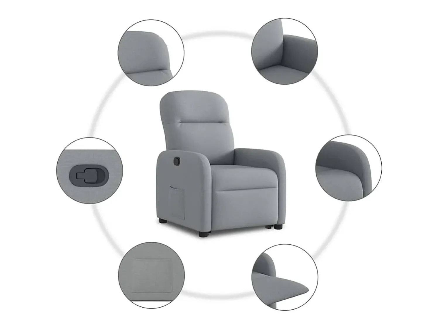 Poltrona| Poltrona Confortável | Poltrona reclinável elevatória tecido -claro SHL897989 Cinzento