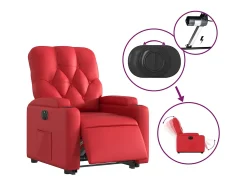 Best Poltrona Confortável | Poltrona reclinável elevatória elétrica couro artif. SHL962770 Vermelho