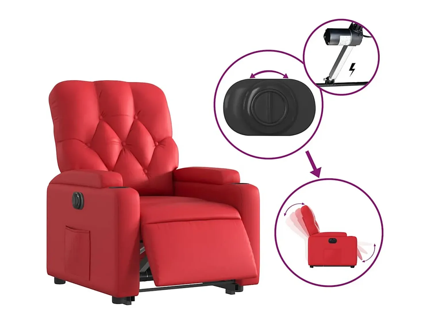 Best Poltrona Confortável | Poltrona reclinável elevatória elétrica couro artif. SHL962770 Vermelho