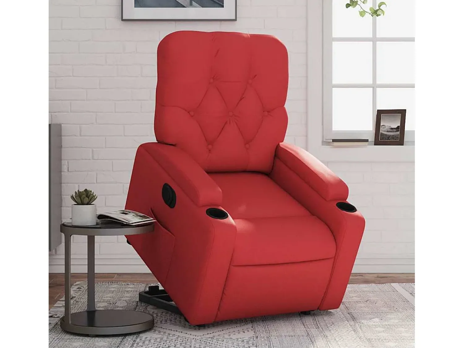 Best Poltrona Confortável | Poltrona reclinável elevatória elétrica couro artif. SHL962770 Vermelho