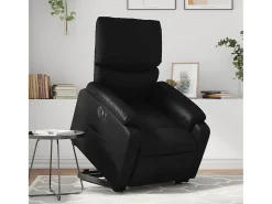 New Poltrona Confortável | Poltrona reclinável elevatória elétrica couro artificial SHL40460 Preto