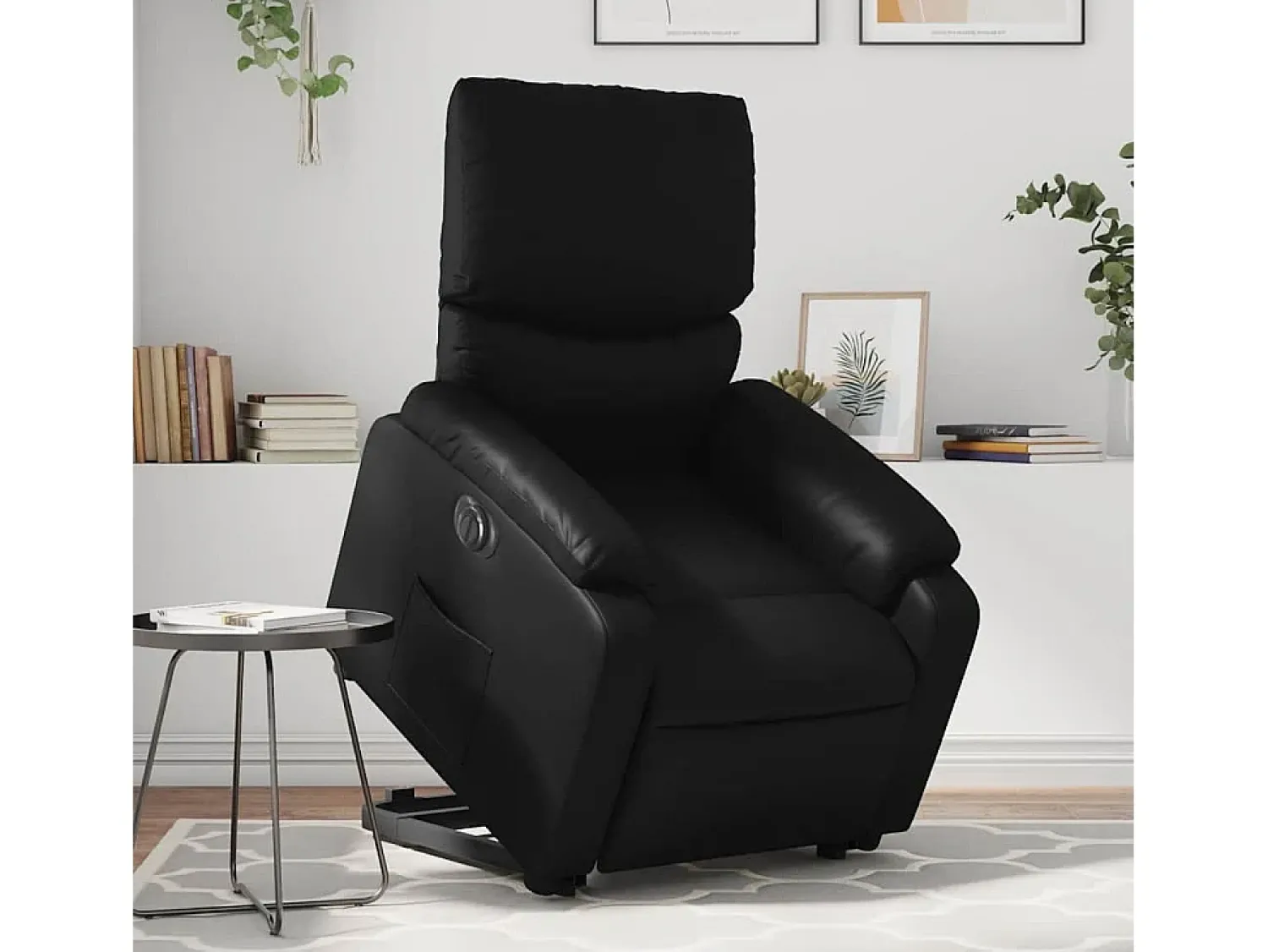 New Poltrona Confortável | Poltrona reclinável elevatória elétrica couro artificial SHL40460 Preto