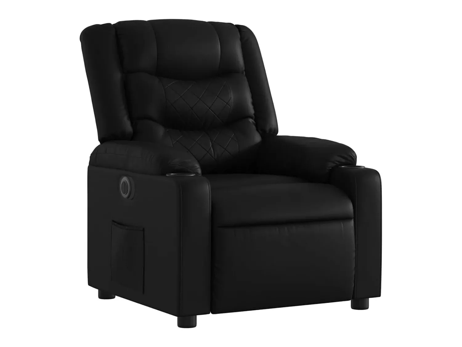 New Poltrona Confortável | Poltrona reclinável elétrica couro artificial SHL806147 Preto