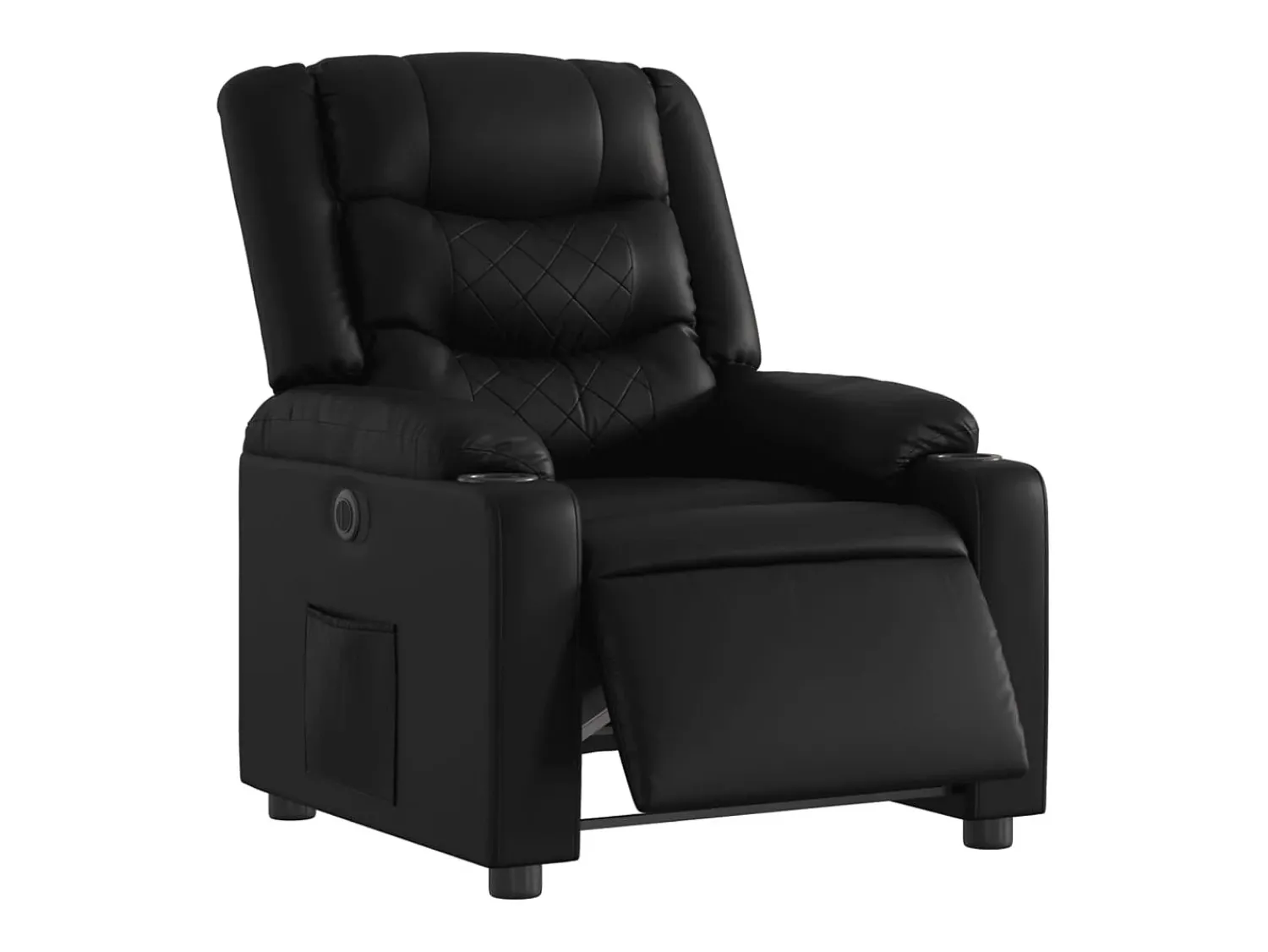 New Poltrona Confortável | Poltrona reclinável elétrica couro artificial SHL806147 Preto