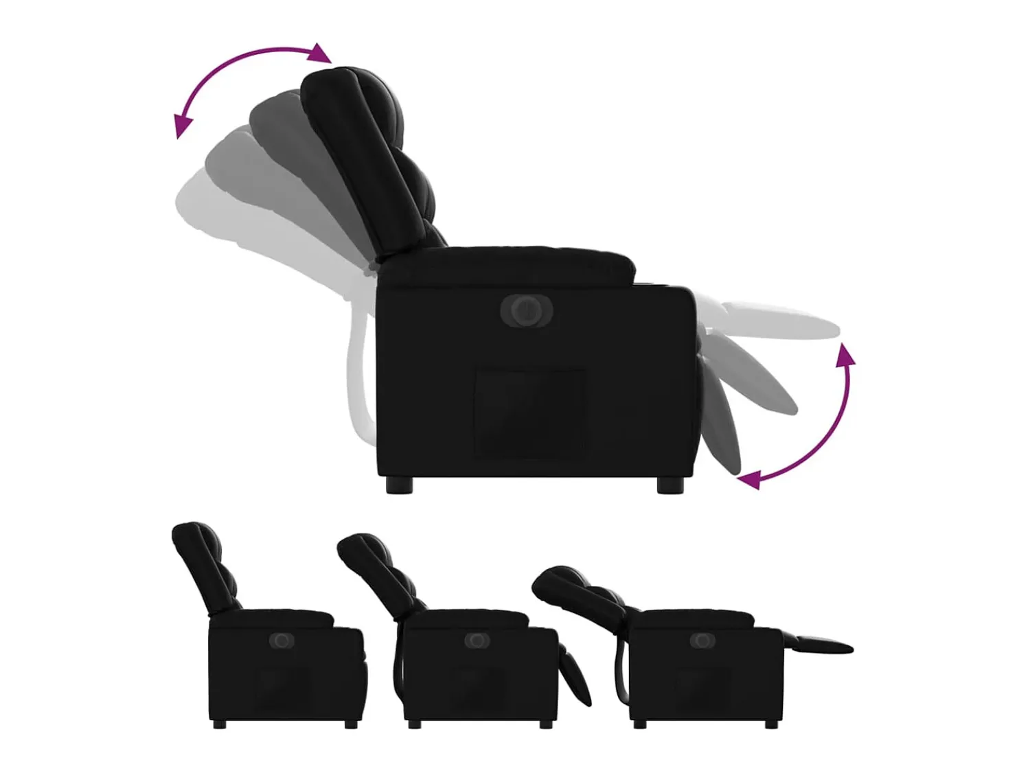 New Poltrona Confortável | Poltrona reclinável elétrica couro artificial SHL806147 Preto