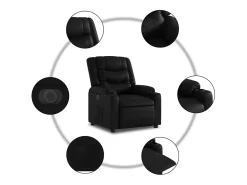 New Poltrona Confortável | Poltrona reclinável elétrica couro artificial SHL806147 Preto