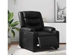 New Poltrona Confortável | Poltrona reclinável elétrica couro artificial SHL806147 Preto