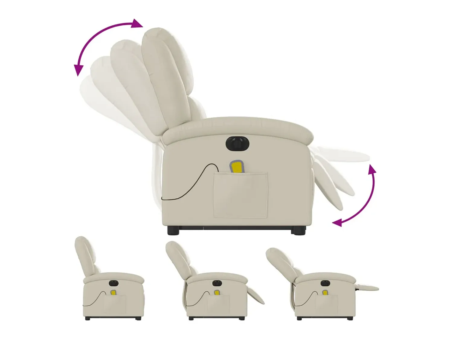 Poltrona| Poltrona Confortável | Poltrona reclinável elevatória elétrica couro artificial SHL521233 Creme