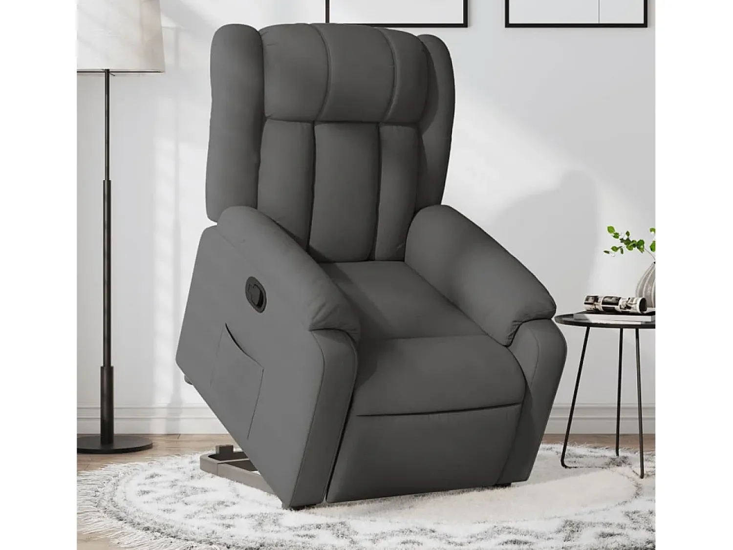 Poltrona Confortável | Poltrona reclinável elevatória tecido cinzento-escuro SHL398404^ Poltrona