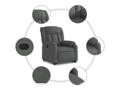 Poltrona Confortável | Poltrona reclinável elevatória tecido cinzento-escuro SHL398404^ Poltrona