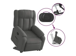 Poltrona Confortável | Poltrona reclinável elevatória tecido cinzento-escuro SHL398404^ Poltrona