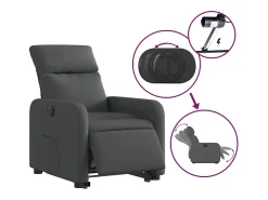 Poltrona Confortável | Poltrona reclinável elevatória elétrica tecido cinzento-escuro SHL251519^ Poltrona