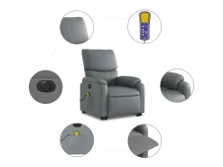 Discount Poltrona Confortável | Poltrona reclinável elevatória elétrica couro artificial cinza SHL888423 Cinzento