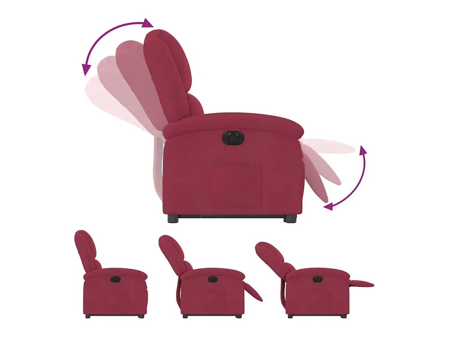 Poltrona| Poltrona Confortável | Poltrona reclinável elevatória elétrica veludo -tinto SHL80127 Vermelho