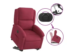 Poltrona| Poltrona Confortável | Poltrona reclinável elevatória elétrica veludo -tinto SHL80127 Vermelho
