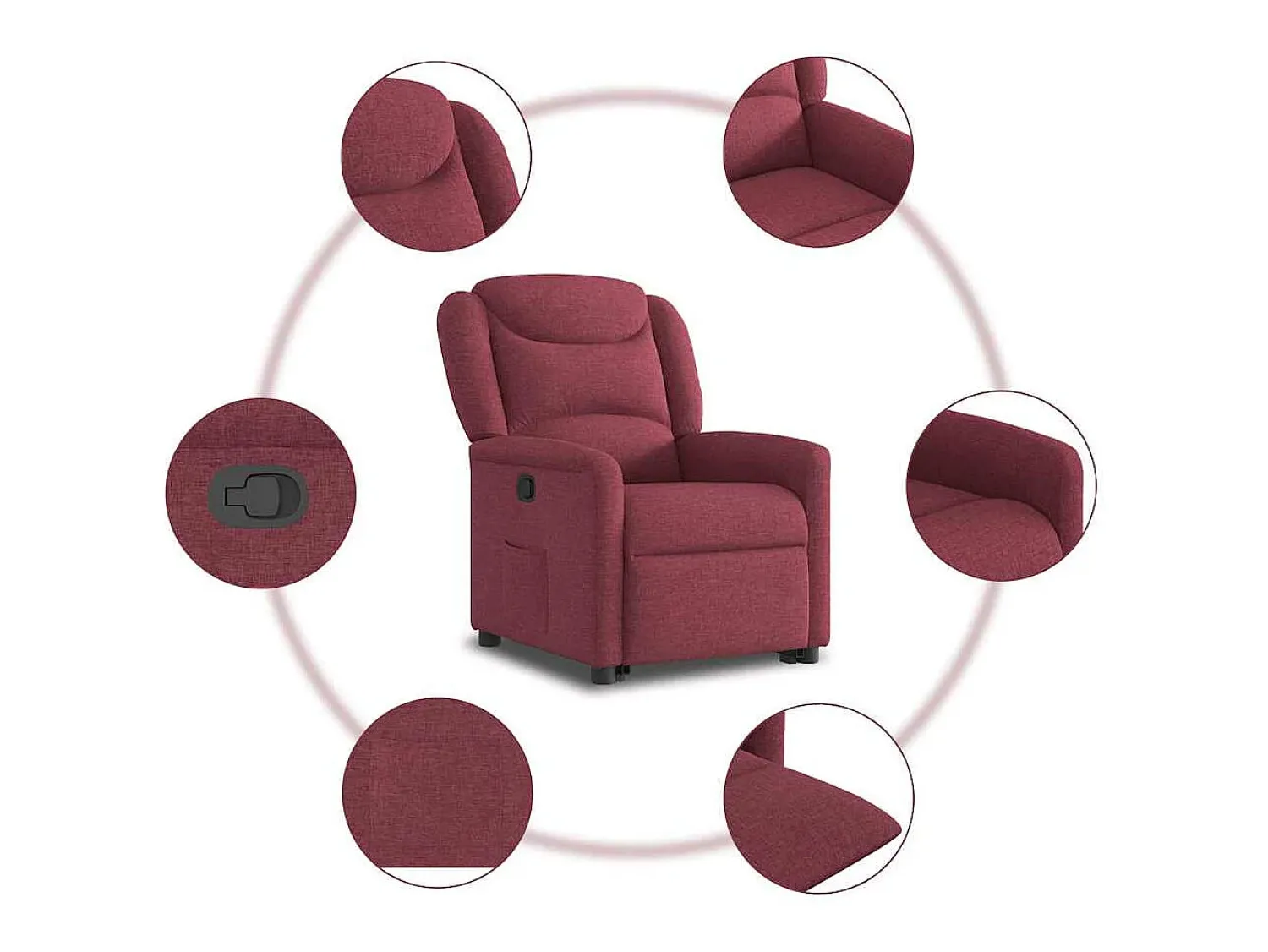 Poltrona| Poltrona Confortável | Poltrona reclinável elevatória tecido tinto SHL419598 Vermelho