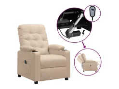 Discount Poltrona Confortável | Poltrona reclinável elétrica tecido cor SHL20952 Creme