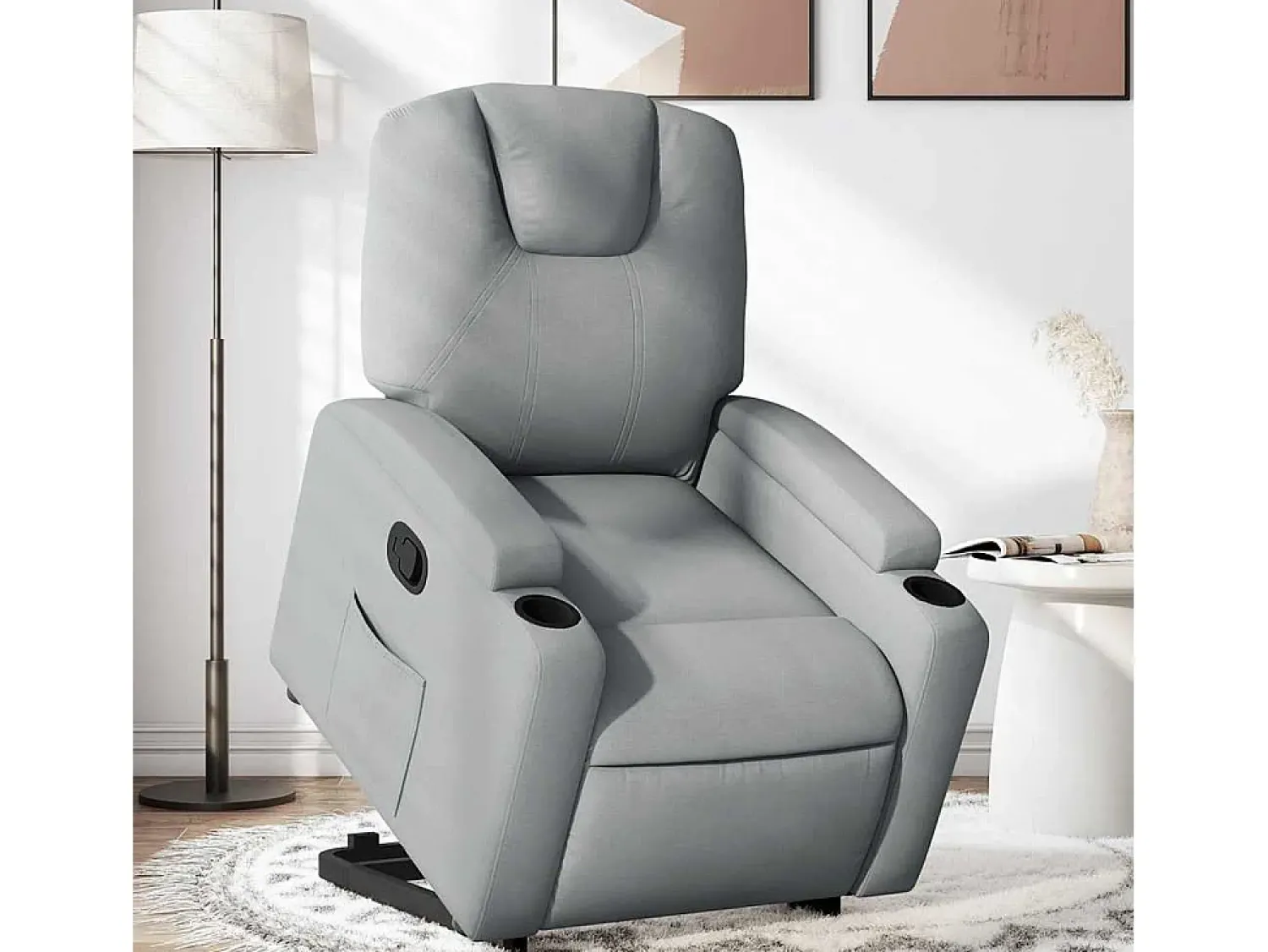 New Poltrona Confortável | Poltrona reclinável elevatória tecido -claro SHL661820 Cinzento