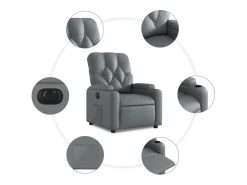 Poltrona| Poltrona Confortável | Poltrona reclinável elétrica couro artificial SHL503033 Cinzento